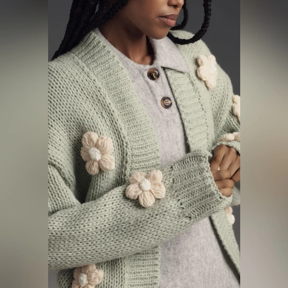 Susannah 3D Flower Cardigan Sweater 🌼 - Picture 3 of 8